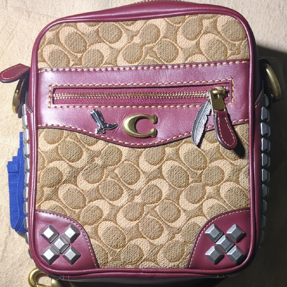 Coach Max 1941 Edition crossbody  Signature Jacquard With Pyramid Rivets $275 - Picture 8 of 13